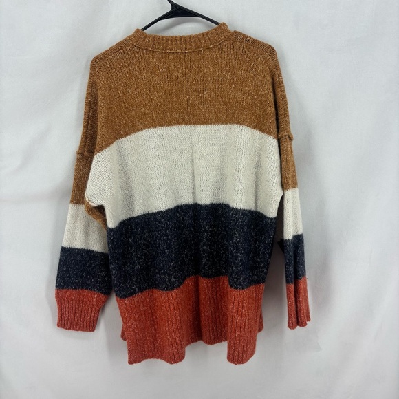 Madewell Alpaca Blend Oversized Colorblock Sweater Rust Cream Navy Large - Picture 3 of 8